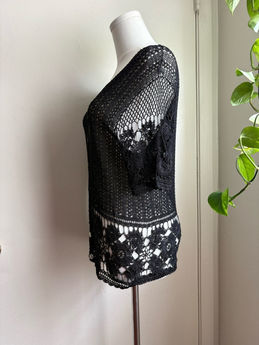 vintage 90s sadimara black knit cardigan - Picture 2 of 4